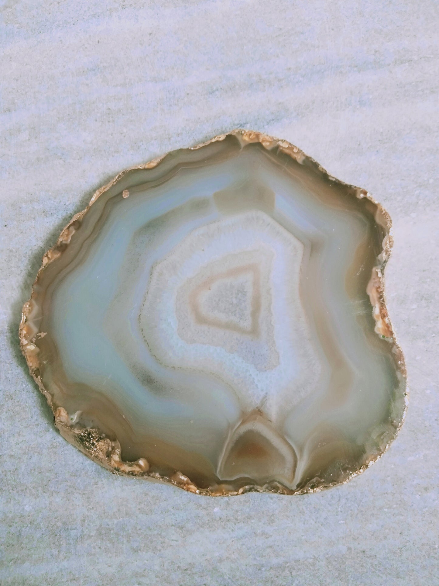 Yellow Agate Coaster: Gold Electroplated Slice, Table Decor