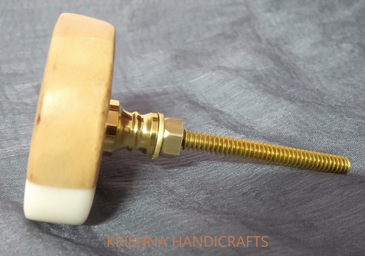 Marble & Wood Round Cabinet Knob, Drawer Pull ( Set of 4)