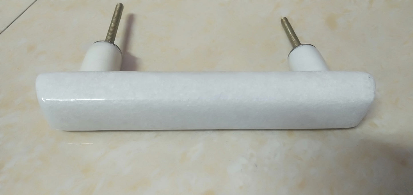 White Stone Long Drawer Pull, Cabinet Handle