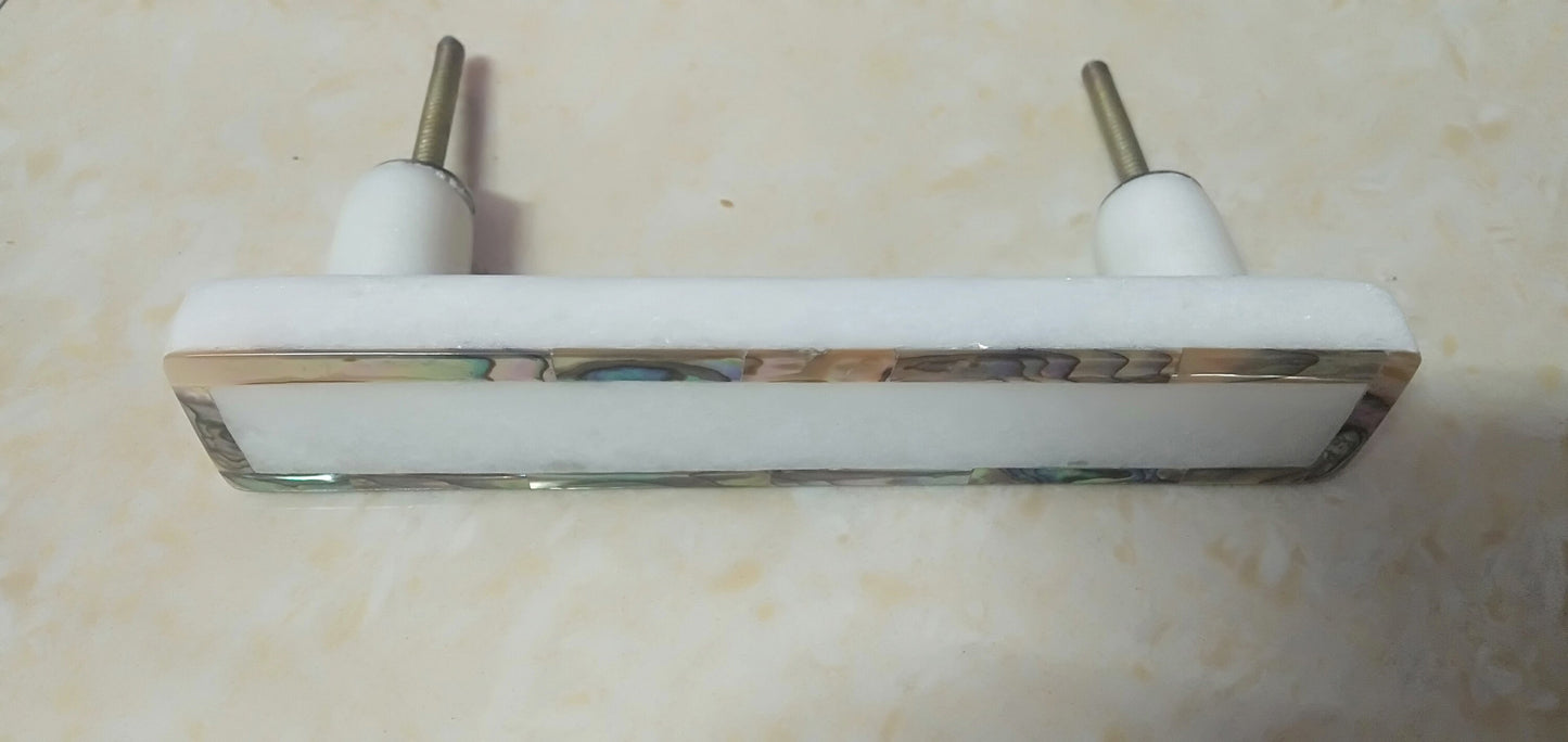 White Marble & Mother of Pearl Cabinet Handle