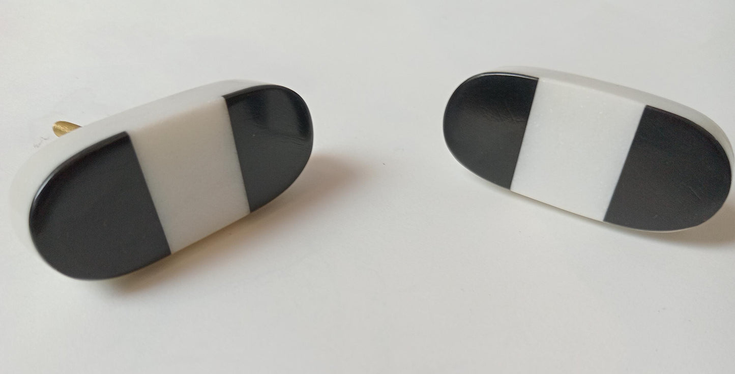 Black White Marble Knob, Cabinet Drawer Pull (Set of 4)