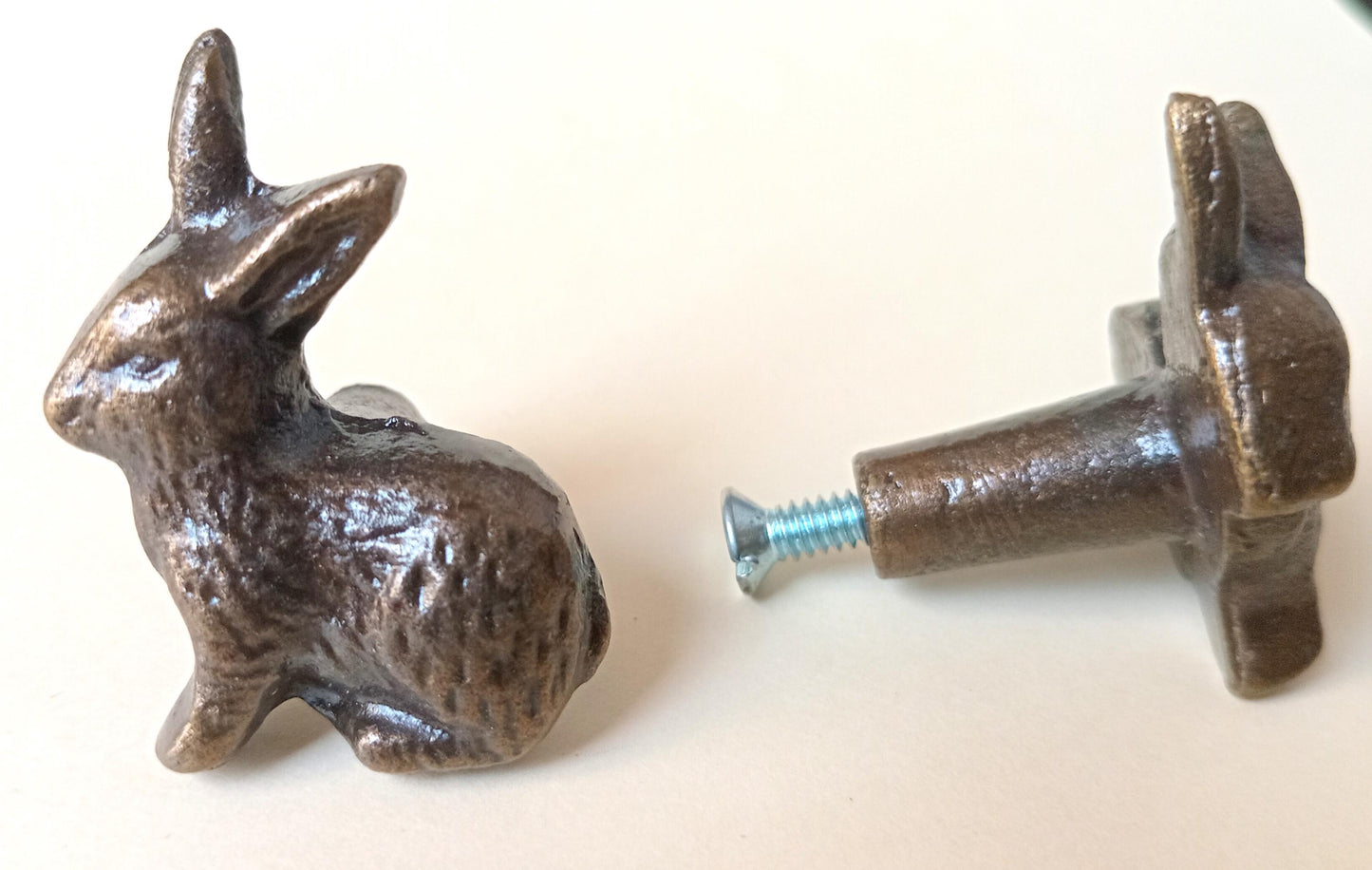 Rabbit Cabinet Knob Bunny Drawer Pull Animal Hardware Nursery Woodland Rustic Decor (Set of 4)