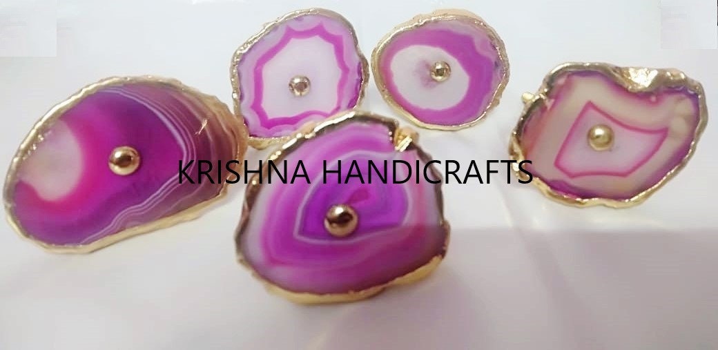 Pink Agate Cabinet Drawer Pull Decorative Wardrobe Cupboard Door Handle (Set of 4)