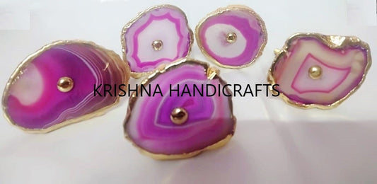 Pink Agate Cabinet Drawer Pull Decorative Wardrobe Cupboard Door Handle (Set of 4)