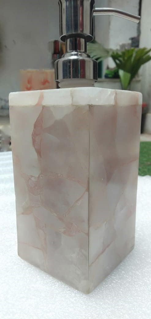 Rose Quartz Dispenser – Elegant Soap or Lotion Pump for Bathroom, Kitchen, or Vanity