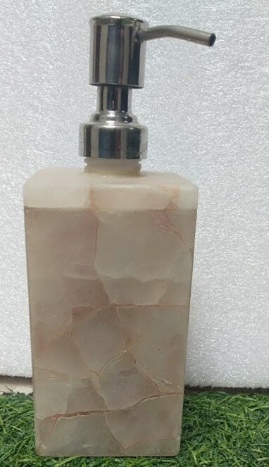 Rose Quartz Dispenser – Elegant Soap or Lotion Pump for Bathroom, Kitchen, or Vanity