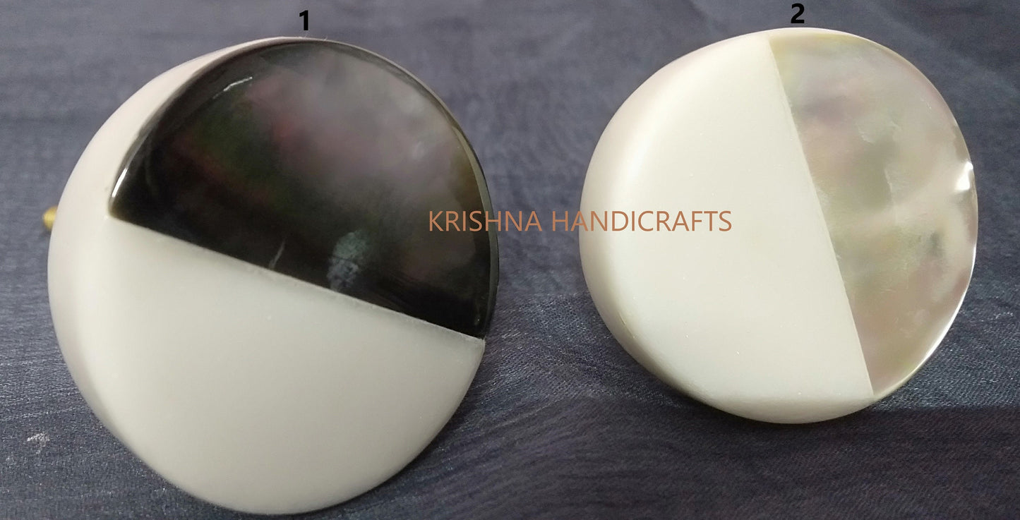 Handmade Marble & Mother of Pearl Cabinet Knob: Decorative Door Handle (Set of 4)