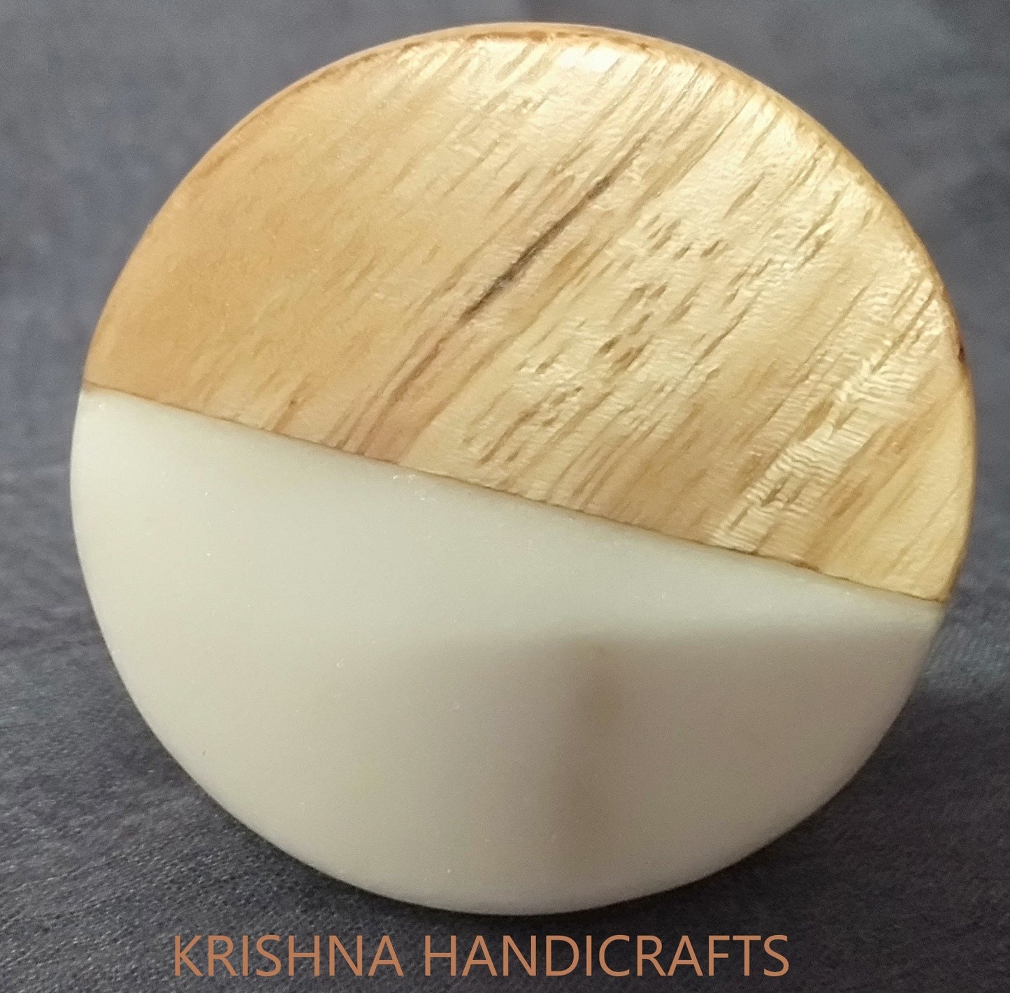 Marble & Wood Round Cabinet Knob, Drawer Pull ( Set of 4)