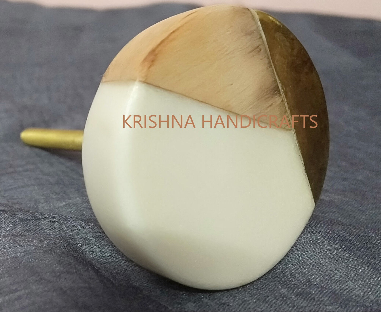 White Resin /Wood/ Brass Cabinet Drawer Pull Decorative Wardrobe Cupboard Door Handle // stone knobs (Set of 4)