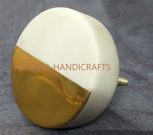 Marble & Brass Cabinet Knob, Drawer Pull (Set of 4)