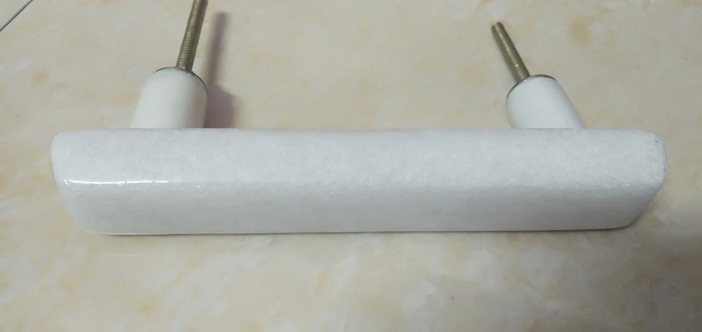 White Stone Long Drawer Pull, Cabinet Handle