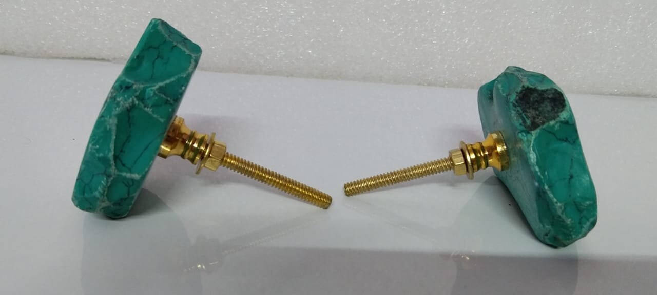 Green Stone Cabinet Knob, Natural Drawer Pull (Set of 4))