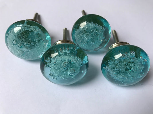 Light Blue Glass Knobs – Cabinet Drawer Pulls for Dresser and Kitchen