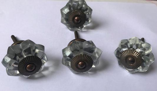 Clear Octagon Glass Knob | Crystal Cabinet Pull | Drawer Handle (Set fo 4)