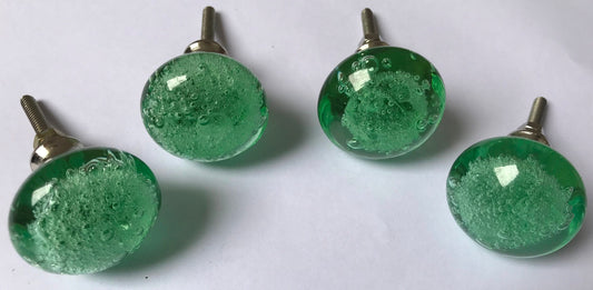 Light Green Glass Knobs – Cabinet Drawer Pulls for Dresser and Kitchen (set of 4)
