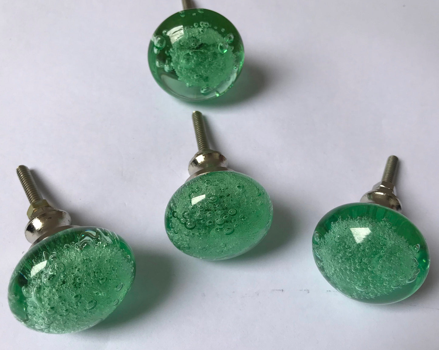 Light Green Glass Knobs – Cabinet Drawer Pulls for Dresser and Kitchen (set of 4)