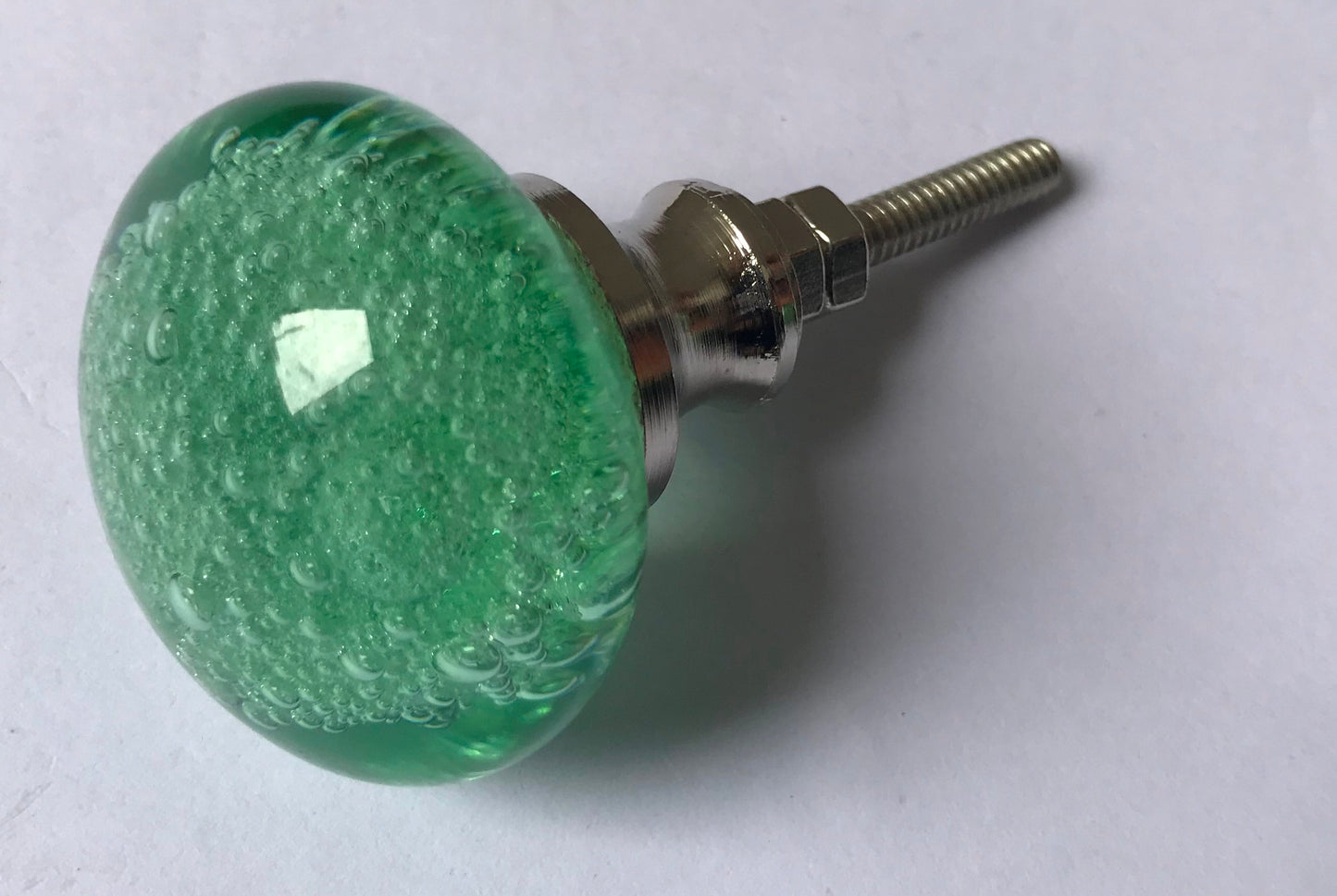 Light Green Glass Knobs – Cabinet Drawer Pulls for Dresser and Kitchen (set of 4)