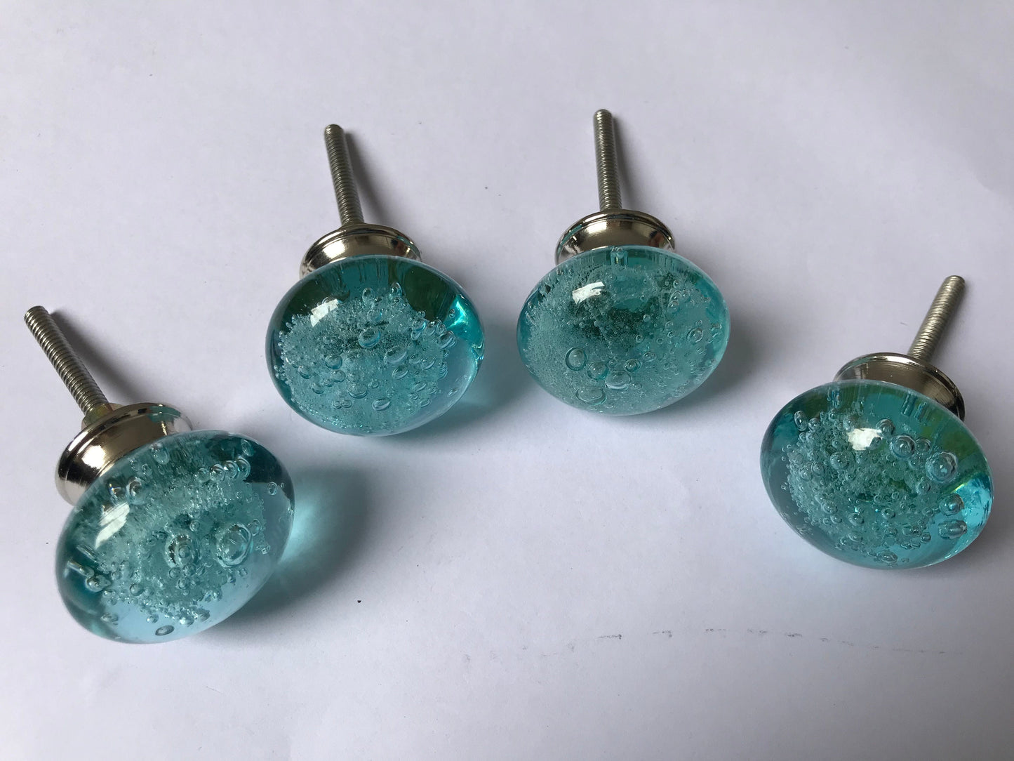 Light Blue Glass Knobs – Cabinet Drawer Pulls for Dresser and Kitchen