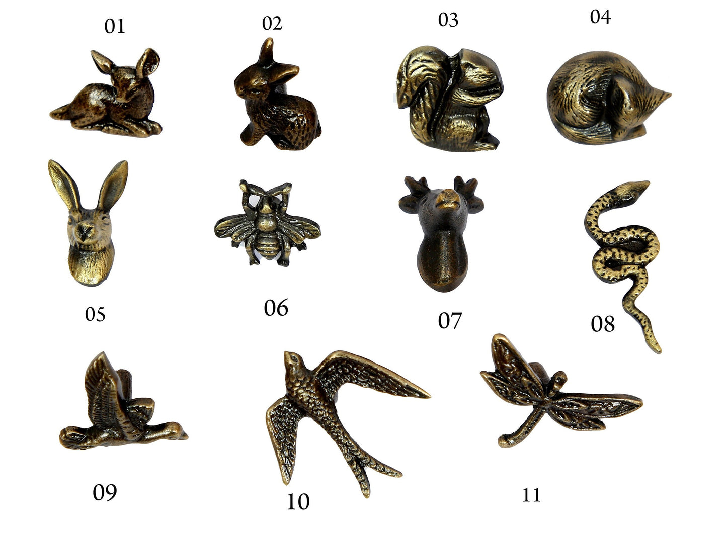 Cast Iron Animal Cabinet Knobs – Rustic Drawer Pulls (Set of 4)