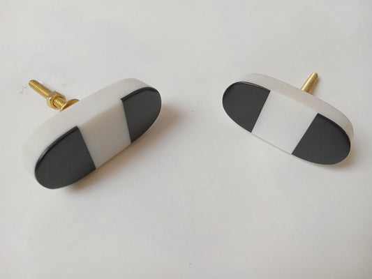 Black & White Marble Cabinet Knob | Decorative Drawer Pull (Set of 4)