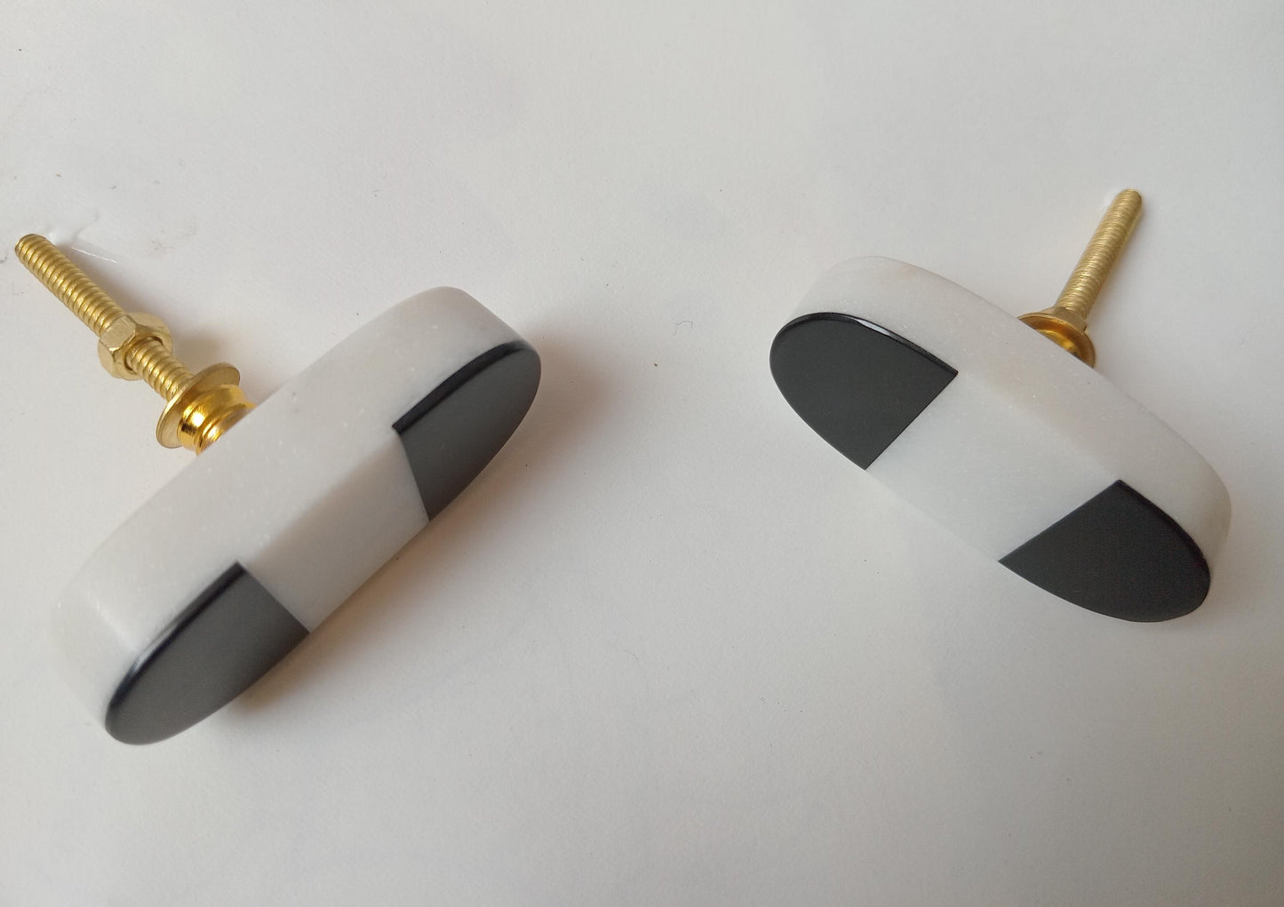 Black White Marble Knob, Cabinet Drawer Pull (Set of 4)