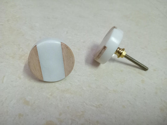 White Marble / Wood Cabinet Drawer Pull Decorative Wardrobe Cupboard Door Handle // stone knobs (Set of 4)