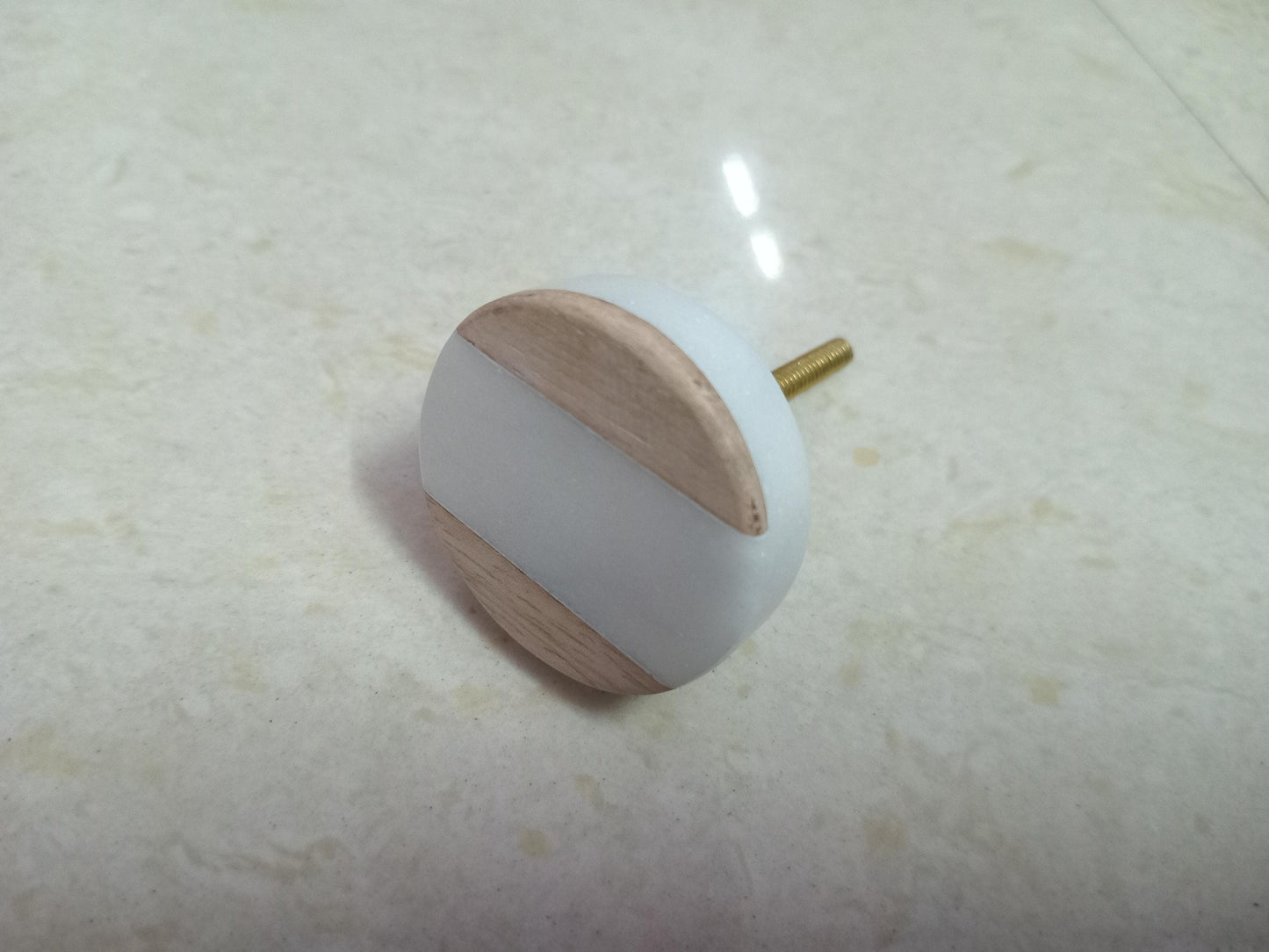 White Marble / Wood Cabinet Drawer Pull Decorative Wardrobe Cupboard Door Handle // stone knobs (Set of 4)