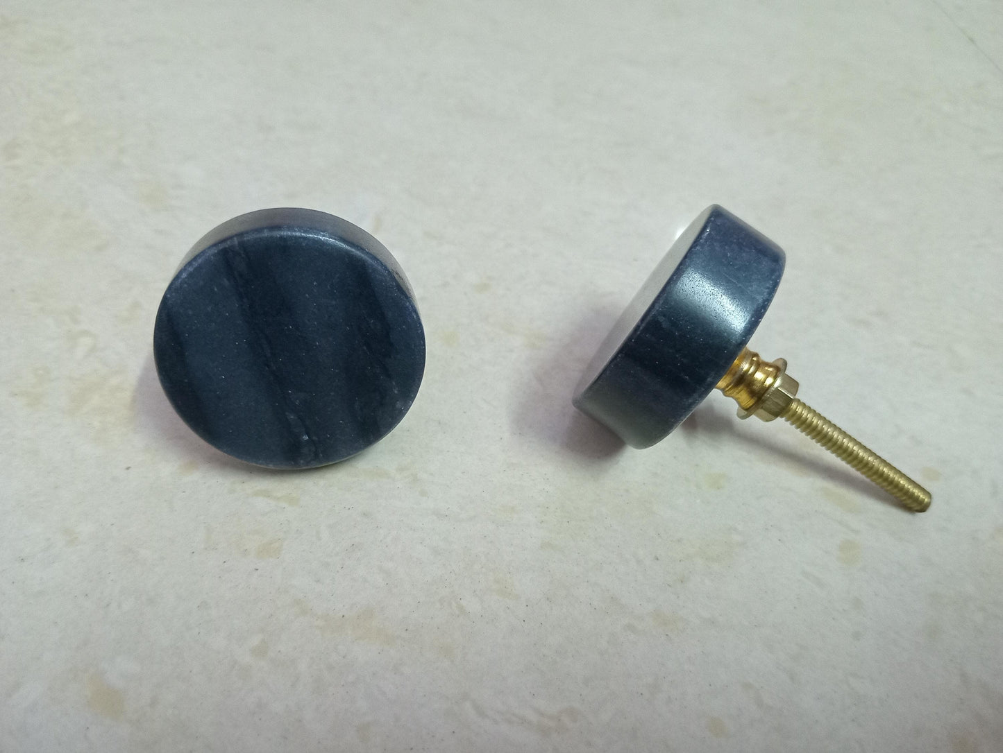Black Marble Cabinet Drawer Pull Decorative Wardrobe Cupboard Door Handle // stone knobs (Set of 4)