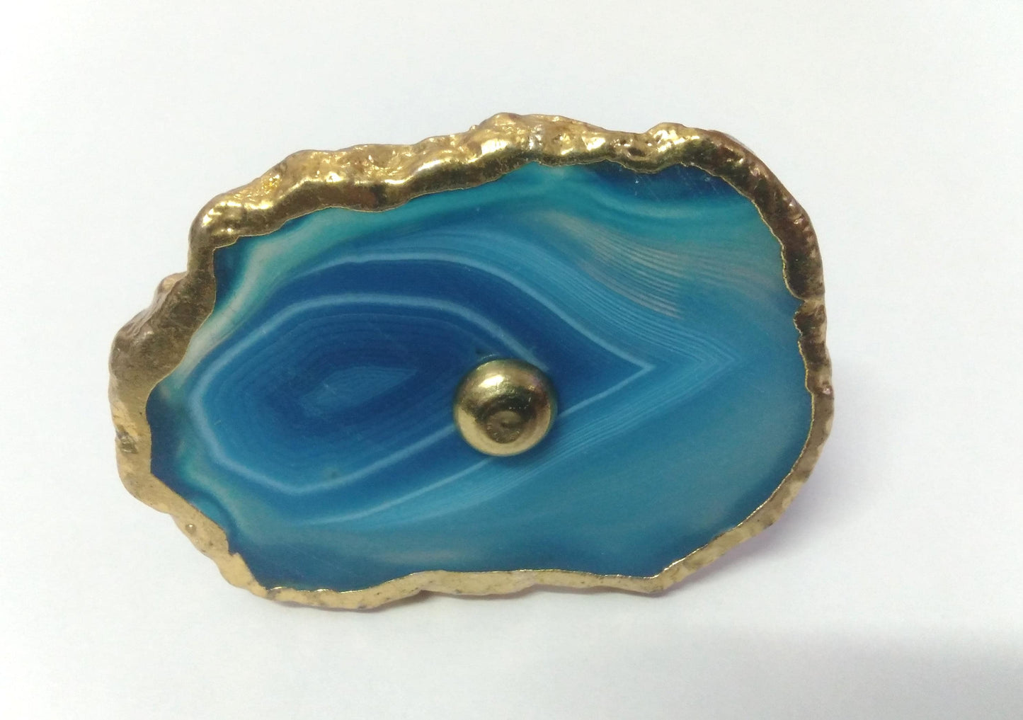 Turquoise Agate Cabinet Drawer Pull Decorative Wardrobe Cupboard Door Handle (Set of 4)