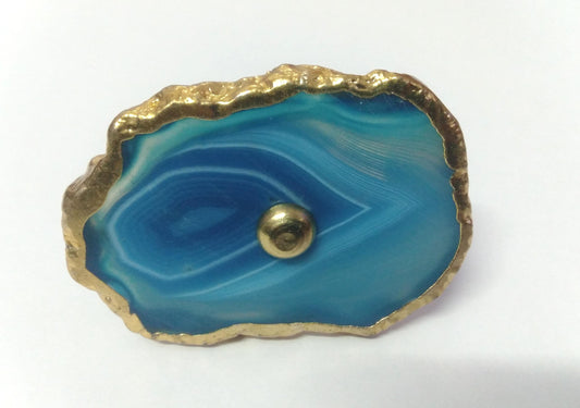 Turquoise Agate Cabinet Drawer Pull Decorative Wardrobe Cupboard Door Handle (Set of 4)