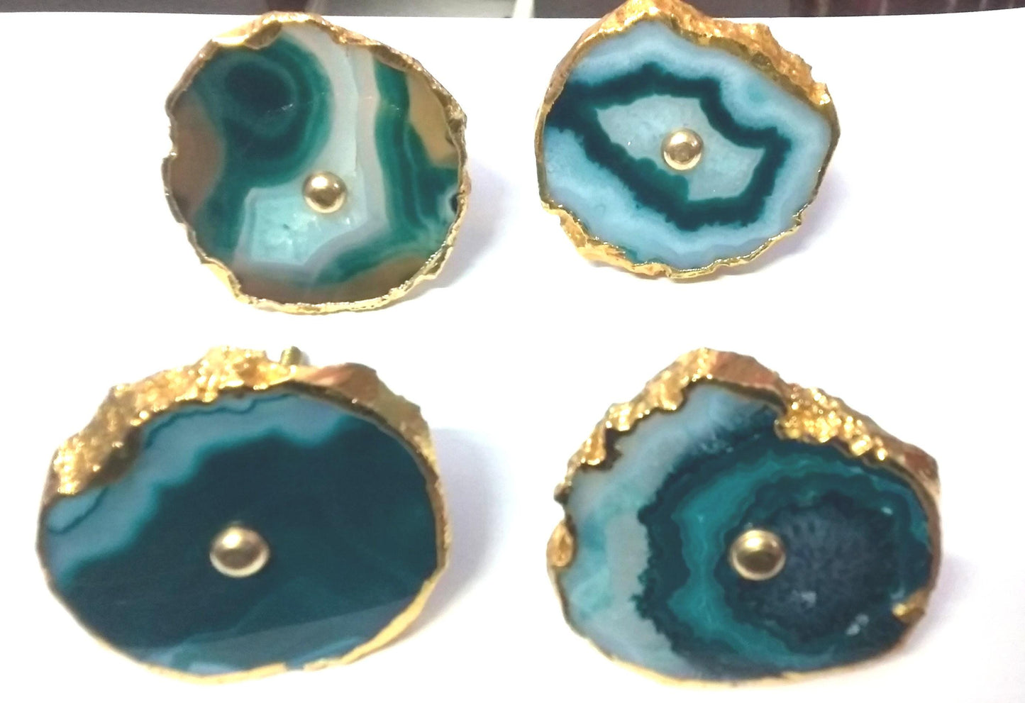 Green Agate Cabinet Knob, Drawer Pull (Set of 4)
