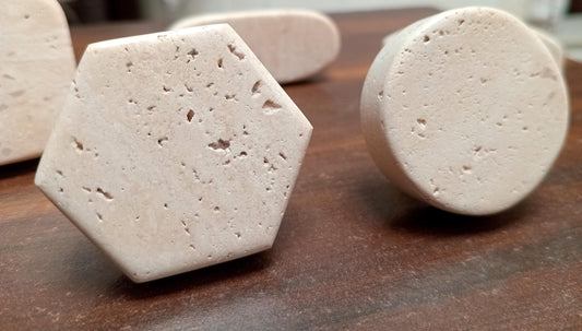 Travertine Stone Cabinet Knobs, Natural Beige Drawer Pulls