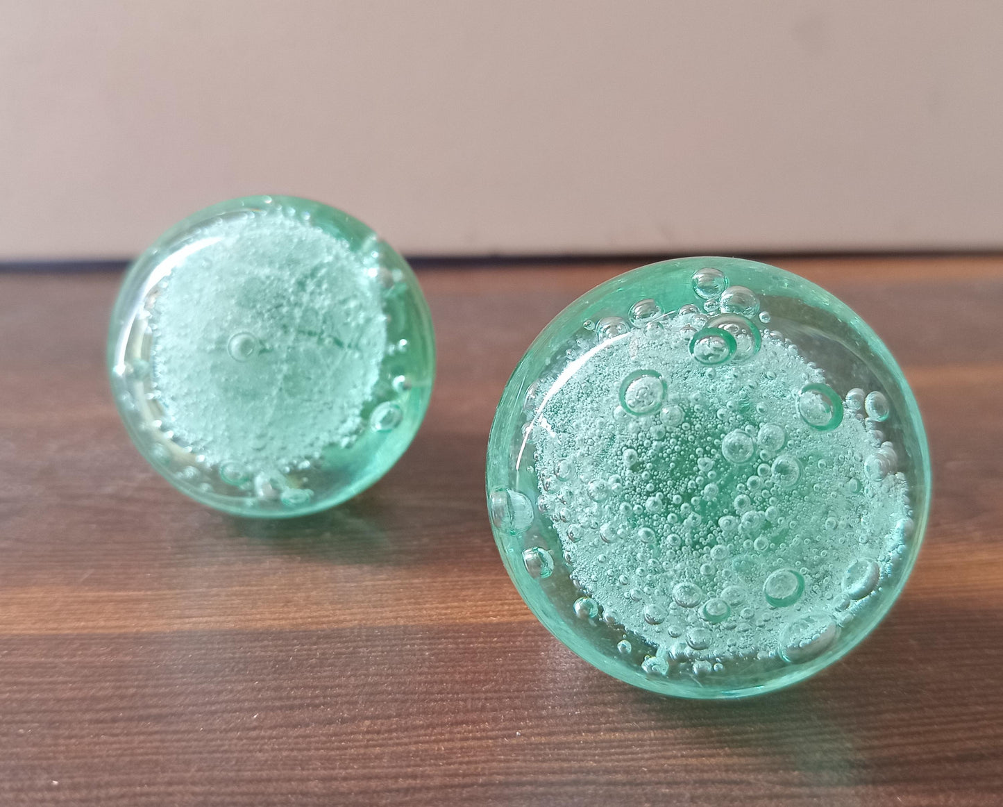 Light Green Glass Knobs – Cabinet Drawer Pulls for Dresser and Kitchen (set of 4)