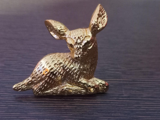 Fawn Brass Cabinet Knob, Animal Drawer Pull (Set of 4)