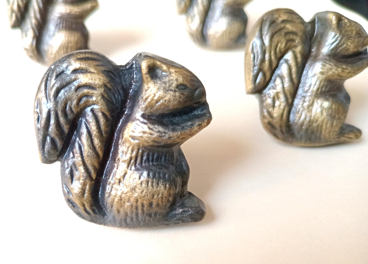 Squirrel Cabinet Knob Antique Finish Woodland Animal Drawer Pull Rustic Hardware (Set of 4)