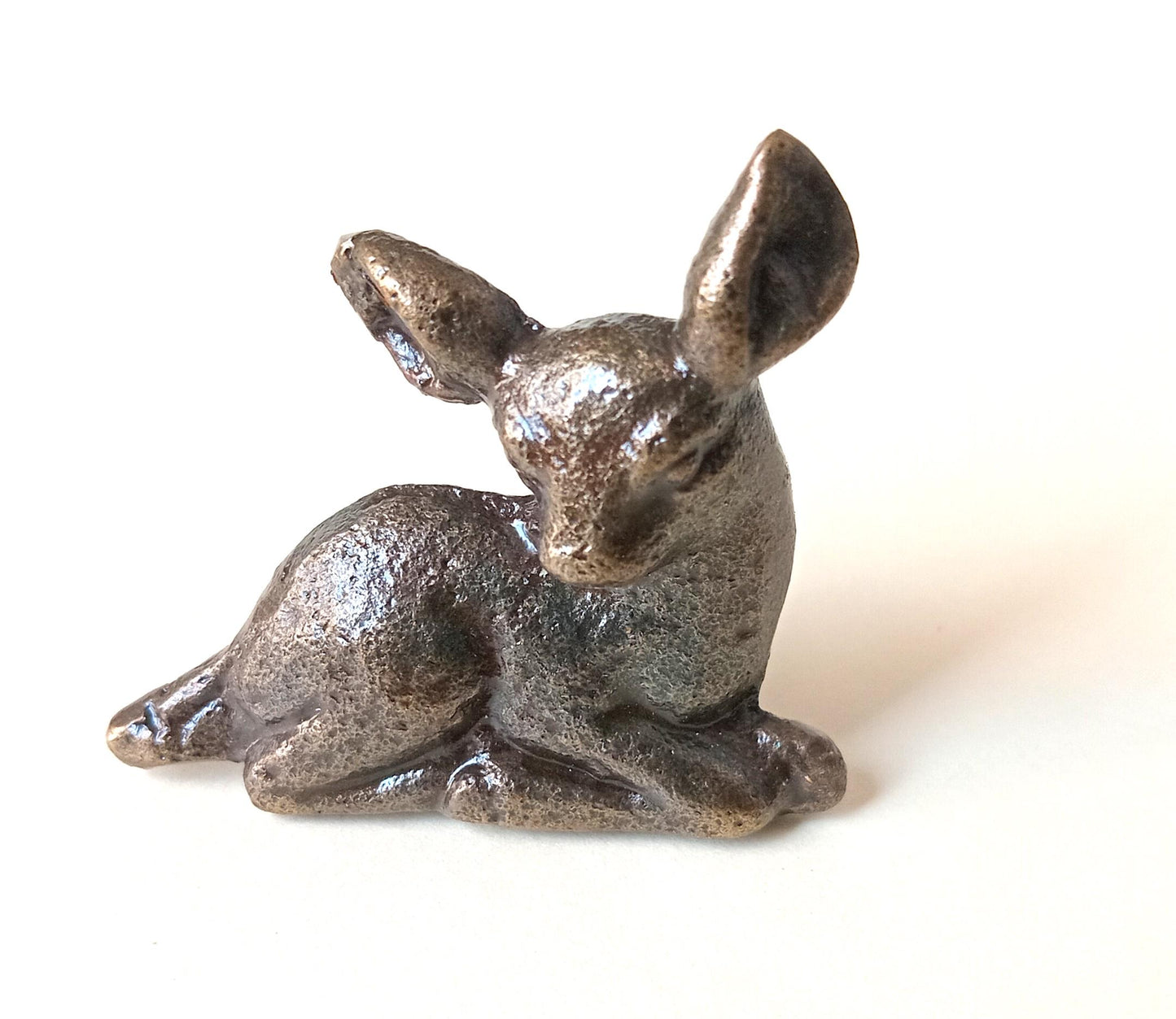 Fawn Deer Cabinet Knob Antique Finish Rustic Woodland Animal Drawer Pull Hardware (Set of 4)