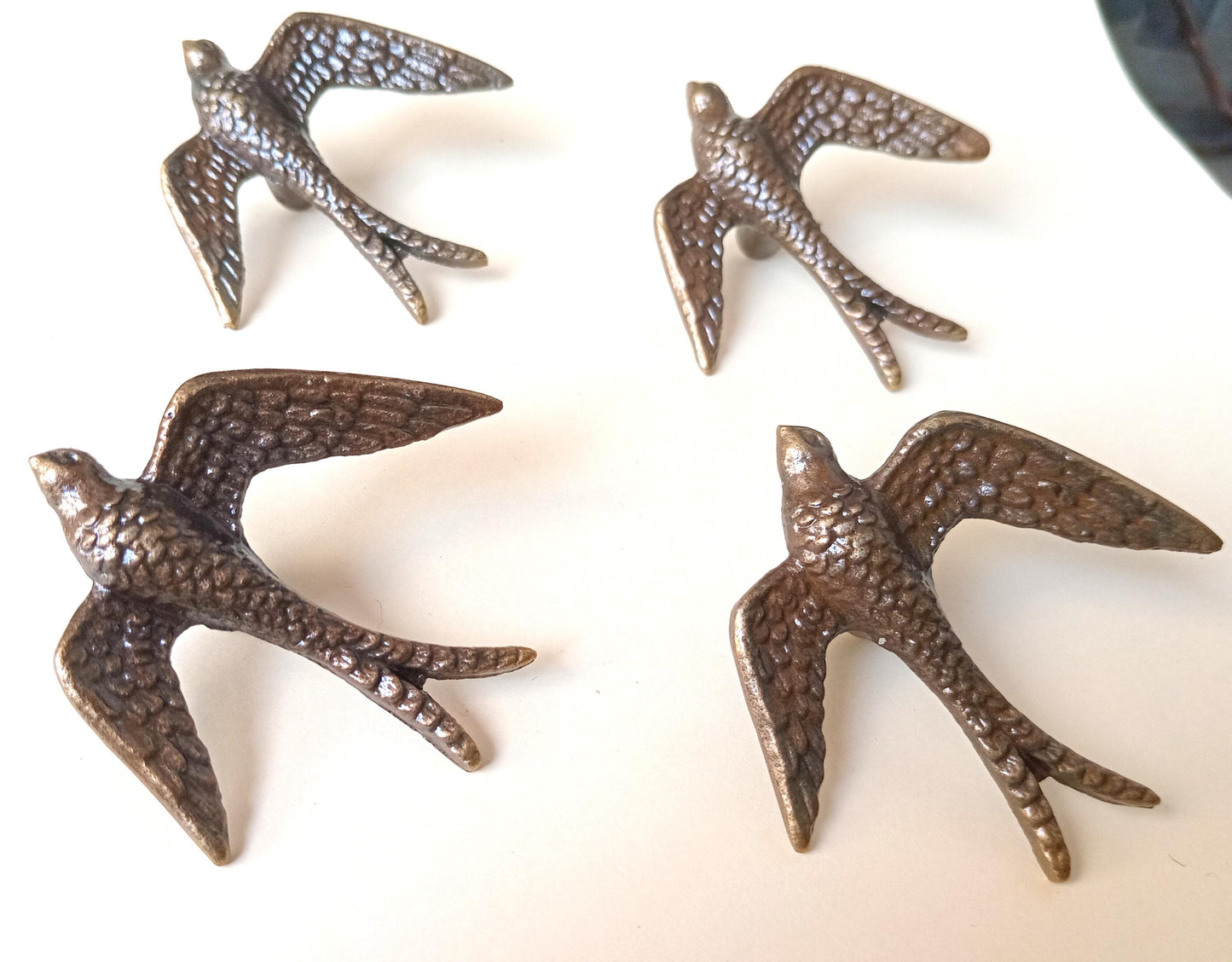 Black Kite Bird Cabinet Knob Antique Finish Bird Drawer Pull Nature Rustic Hardware (Set of 4)