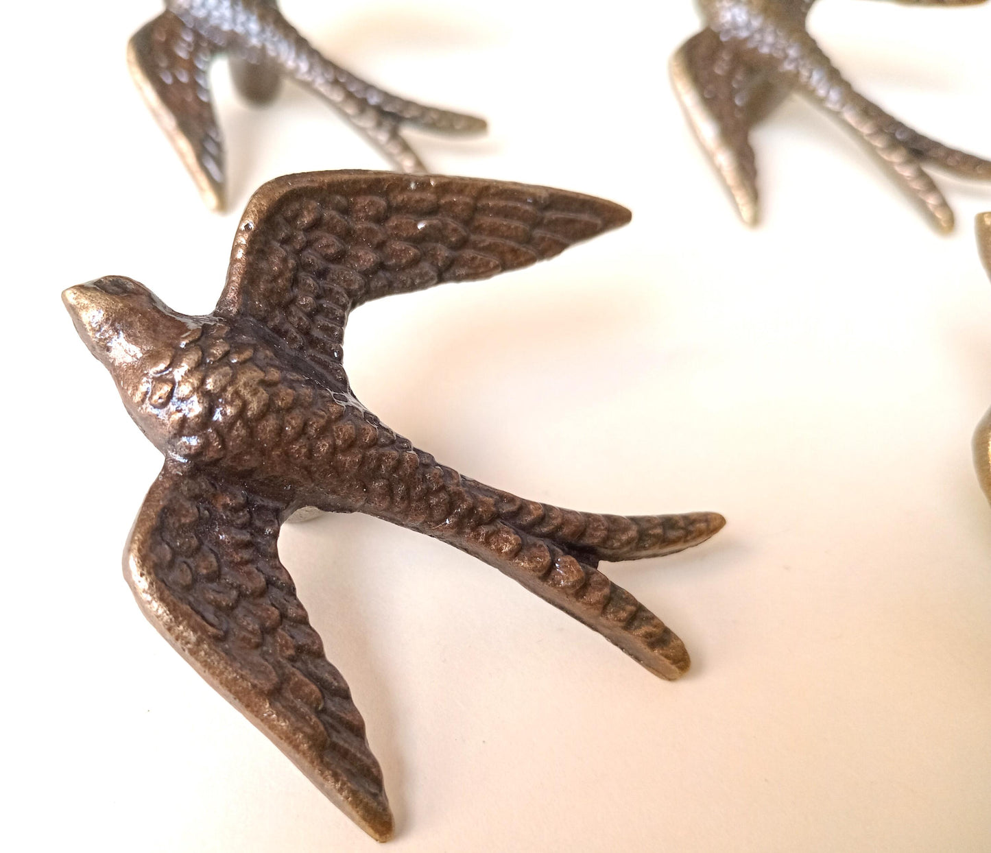Black Kite Bird Cabinet Knob Antique Finish Bird Drawer Pull Nature Rustic Hardware (Set of 4)