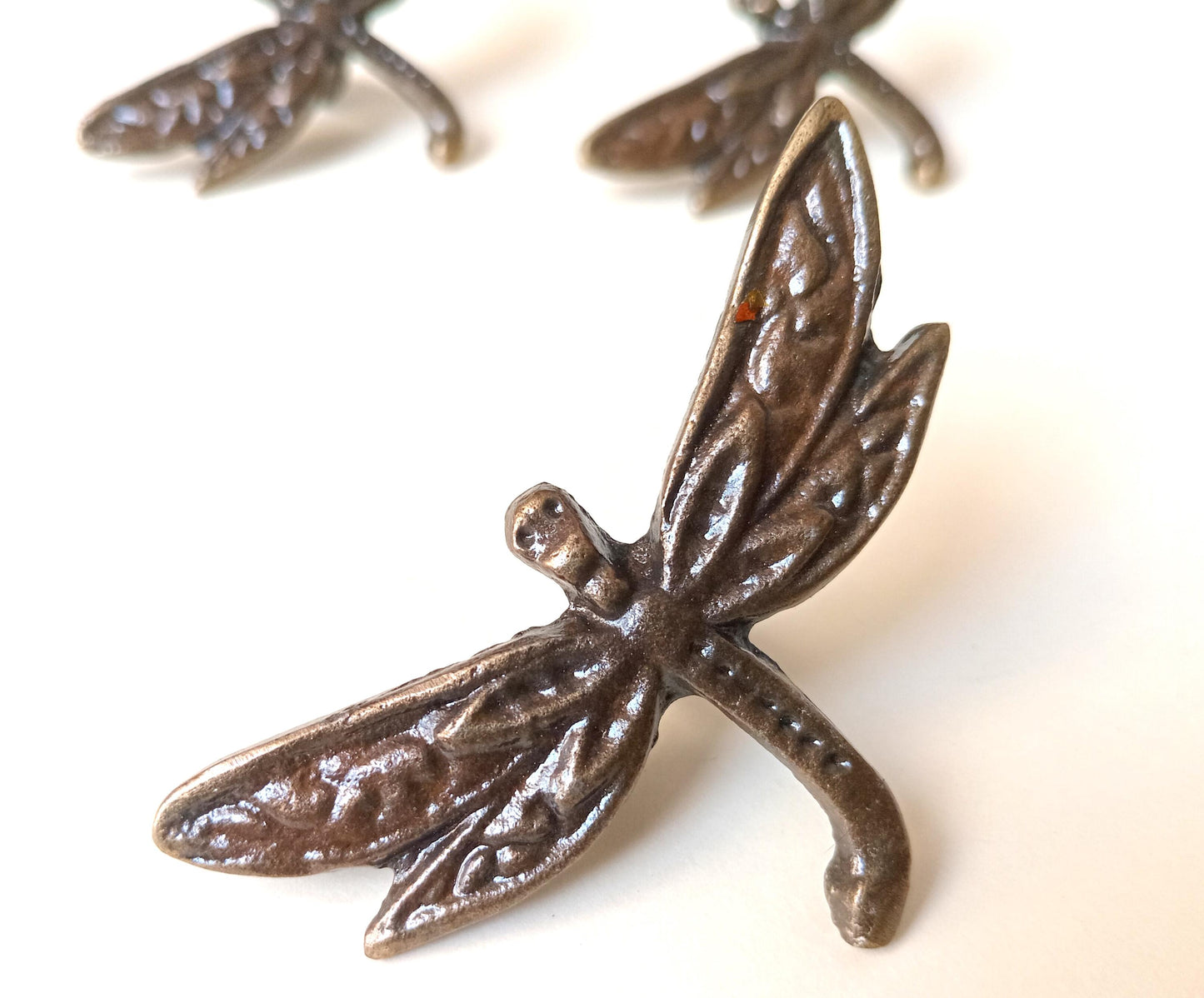 Dragonfly Cabinet Knob Antique Finish Insect Drawer Pull Nature Rustic Hardware (Set of 4)