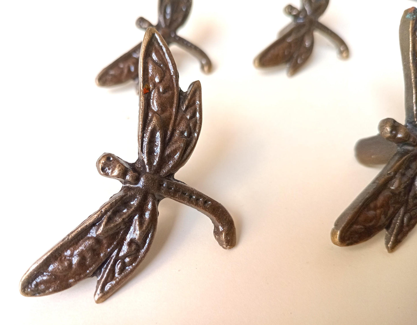 Dragonfly Cabinet Knob Antique Finish Insect Drawer Pull Nature Rustic Hardware (Set of 4)