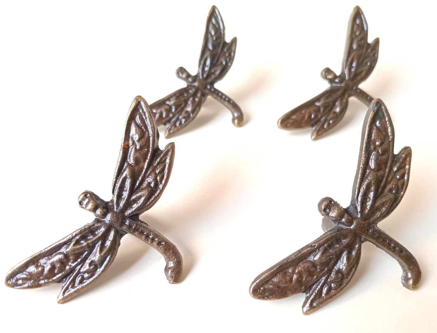 Dragonfly Cabinet Knob Antique Finish Insect Drawer Pull Nature Rustic Hardware (Set of 4)