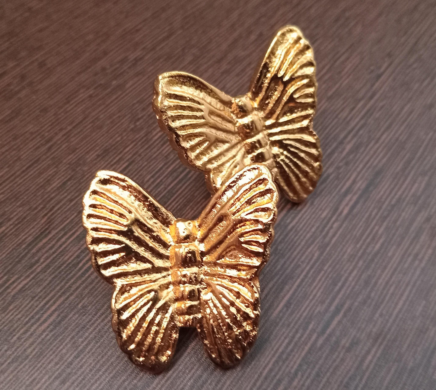 Brass Butterfly Cabinet Knob, Artistic Nature Drawer Pull, Unique Vintage Hardware (Set of 4)