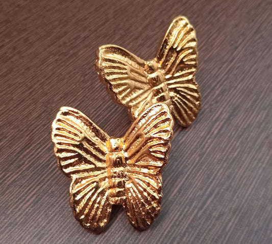 Brass Butterfly Cabinet Knob, Artistic Nature Drawer Pull, Unique Vintage Hardware (Set of 4)