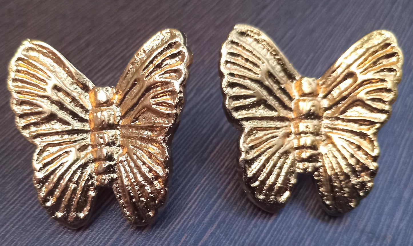 Brass Butterfly Cabinet Knob, Artistic Nature Drawer Pull, Unique Vintage Hardware (Set of 4)