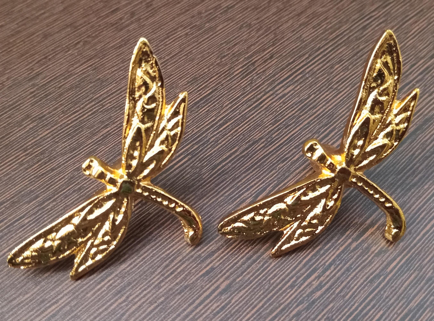 Dragonfly Brass Cabinet Knob Vintage Nature Drawer Pull Handmade Insect Hardware (Set of 4)