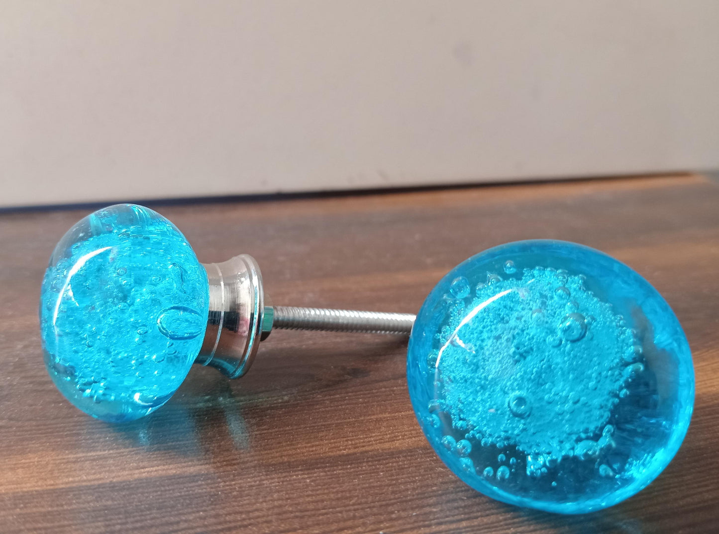 Dark Blue Glass Knobs – Cabinet Drawer Pulls for Dresser and Kitchen (Set of 4)
