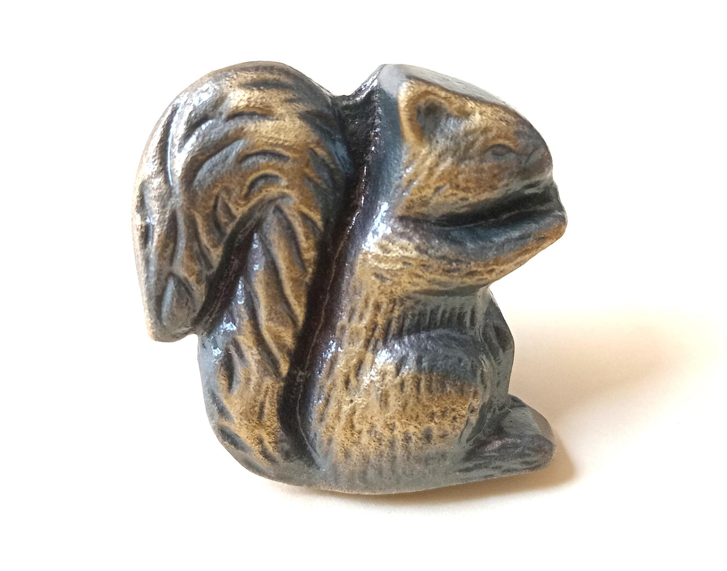 Squirrel Cabinet Knob Antique Finish Woodland Animal Drawer Pull Rustic Hardware (Set of 4)