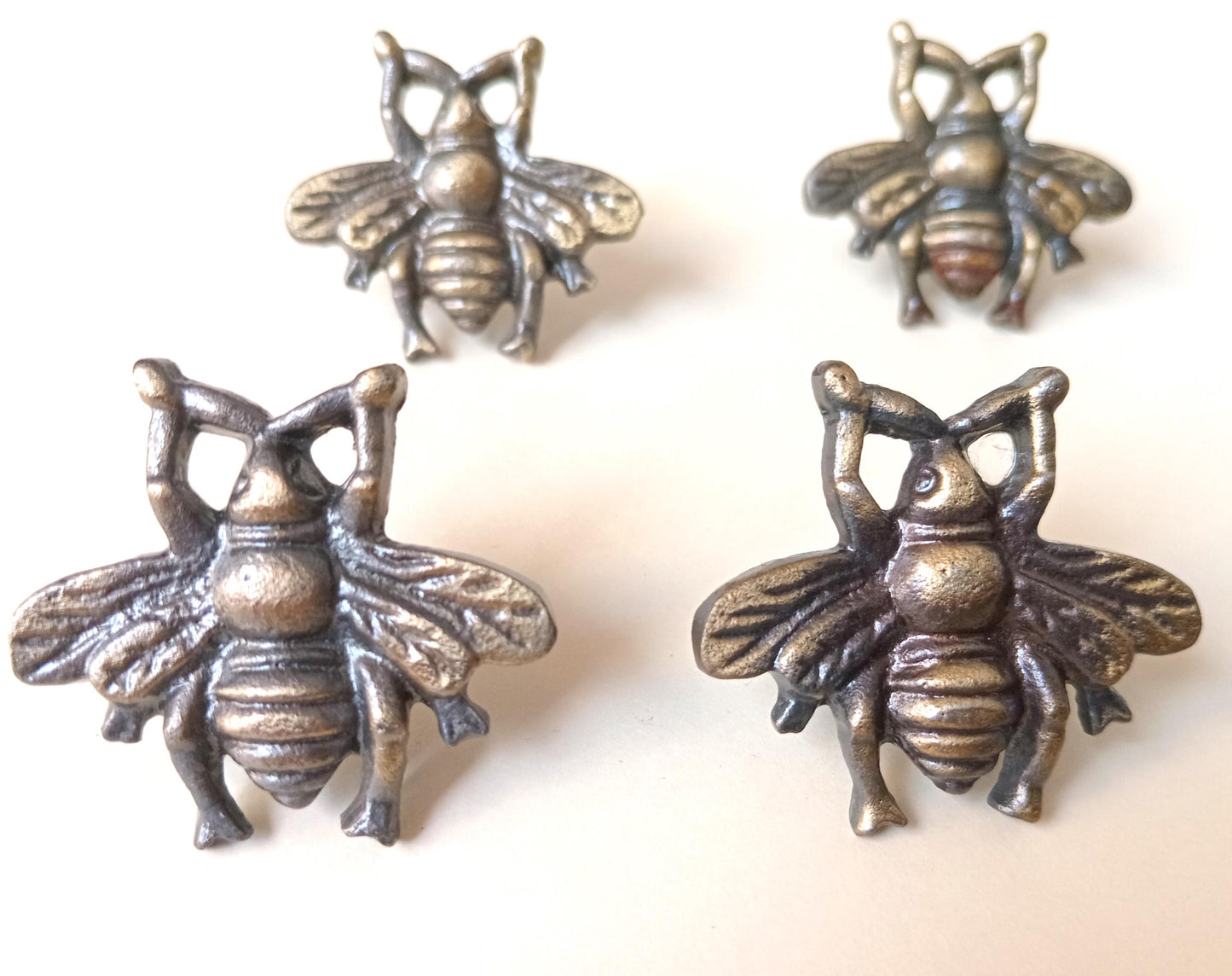Honey Bee Cabinet Knob Antique Finish Insect Drawer Pull Nature Garden Hardware (Set of 4)
