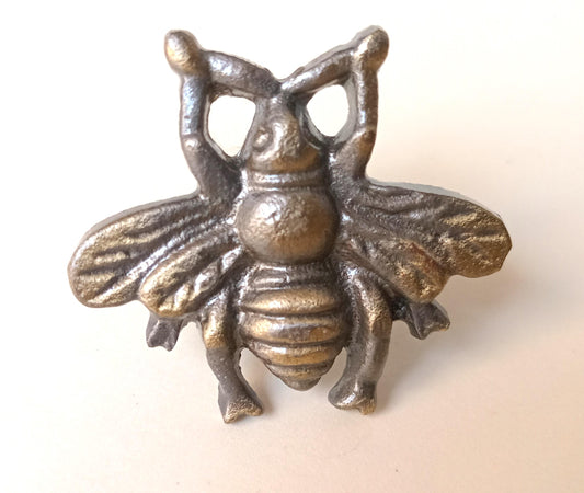Honey Bee Cabinet Knob Antique Finish Insect Drawer Pull Nature Garden Hardware (Set of 4)