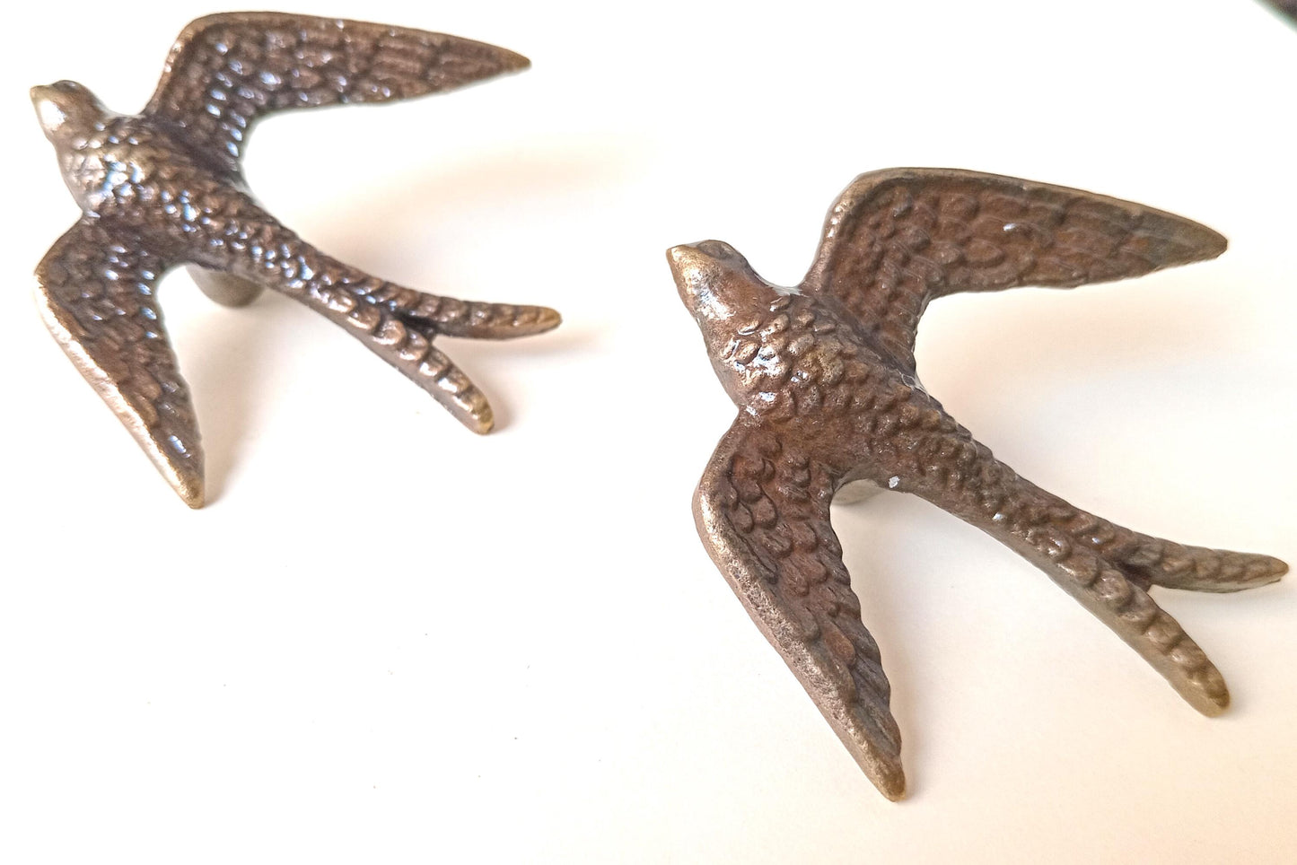 Black Kite Bird Cabinet Knob Antique Finish Bird Drawer Pull Nature Rustic Hardware (Set of 4)